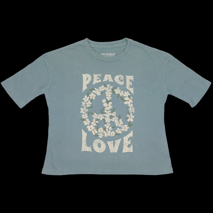 Tiny Whales - Peace and Love Super Tee - Mineral Denim