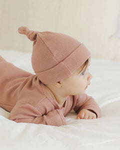 Quincy Mae - Waffle Knotted Baby Hat - Rose