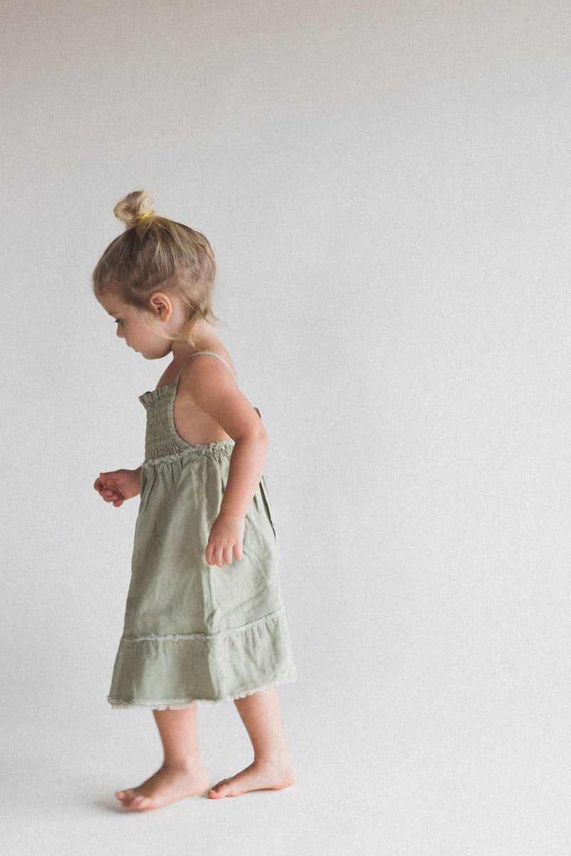 kids Raised By Water Louise Dress - Sage Green