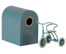 Load image into Gallery viewer, Maileg - Abri a Tricycle, Mouse - Petrol blue