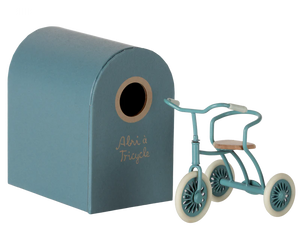 Maileg - Abri a Tricycle, Mouse - Petrol blue