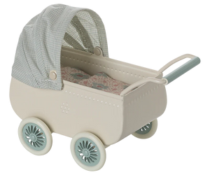 Maileg - Pram With Baby Mouse - Mint