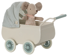 Load image into Gallery viewer, Maileg - Pram With Baby Mouse - Mint