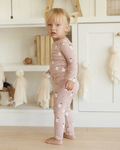 Quincy Mae - Bamboo Pajama Set - Pink Ghosts