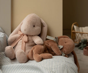 Maileg - Sleeping Bunny Plush, Small - Soft Brown