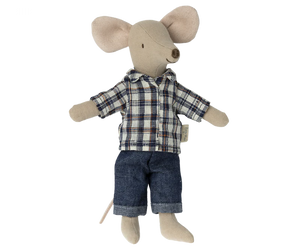 Maileg - Dad Mouse - Blue Checkered