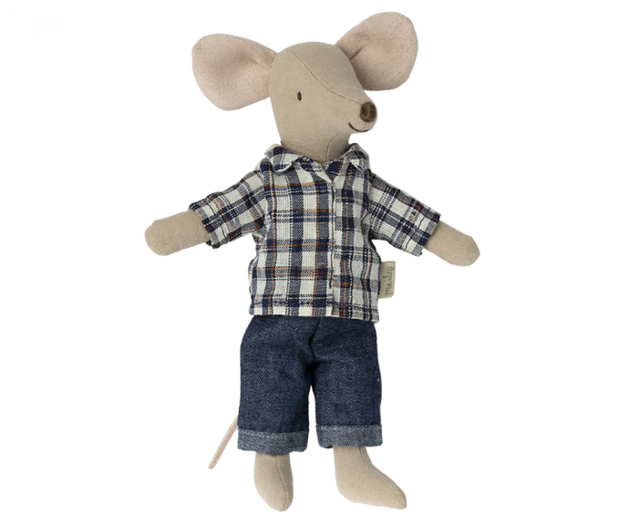 Maileg - Dad Mouse - Blue Checkered