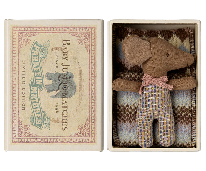 Maileg - Baby Mouse Sleepy Wakey in Matchbox - Girl