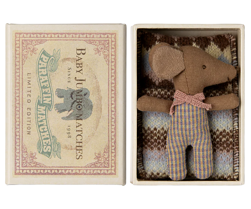 Maileg - Baby Mouse Sleepy Wakey in Matchbox - Girl