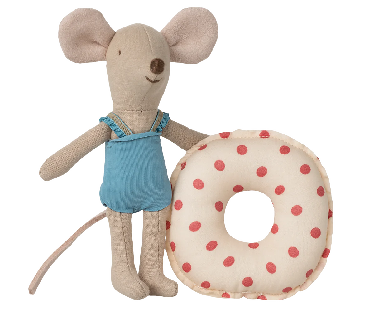 Maileg - Beach Mouse With Float, Little Sister - Red Dot