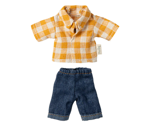 Maileg - Yellow Checkered Shirt and Pants, Dad