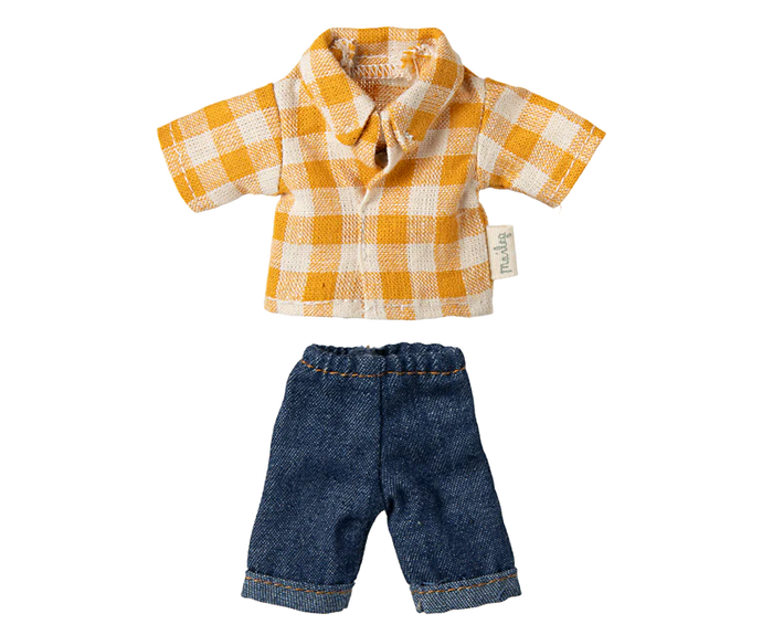 Maileg - Yellow Checkered Shirt and Pants, Dad