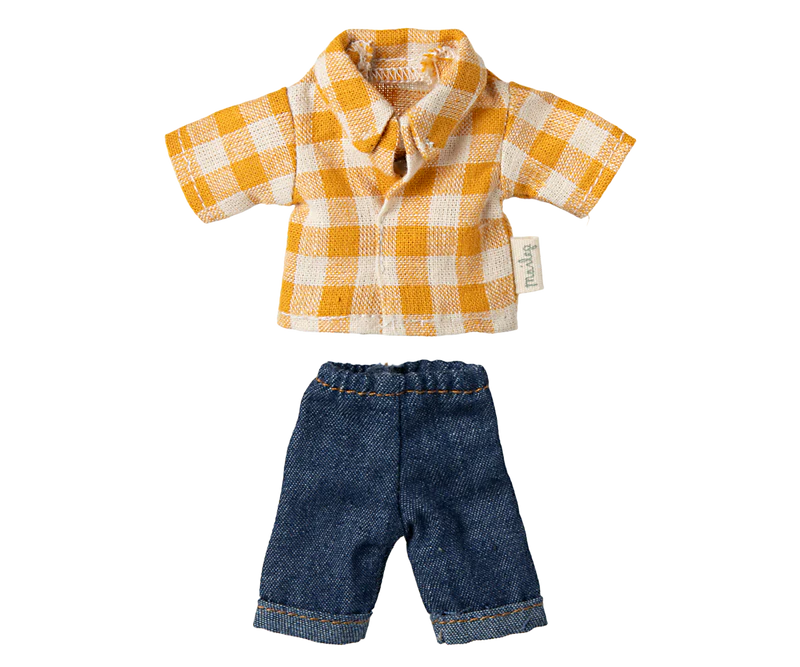 Maileg - Yellow Checkered Shirt and Pants, Dad