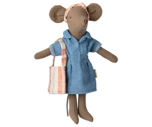 Maileg - Denim Dress and Bag, Mum Mouse