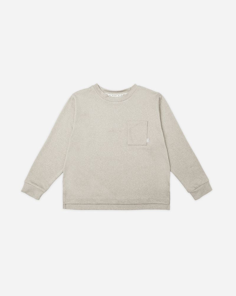 Rylee + Cru - Long Sleeve Pocket Tee - Heathered Stone
