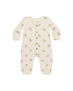 Quincy Mae - Organic Waffle Long Sleeve Jumpsuit - Gingerbread