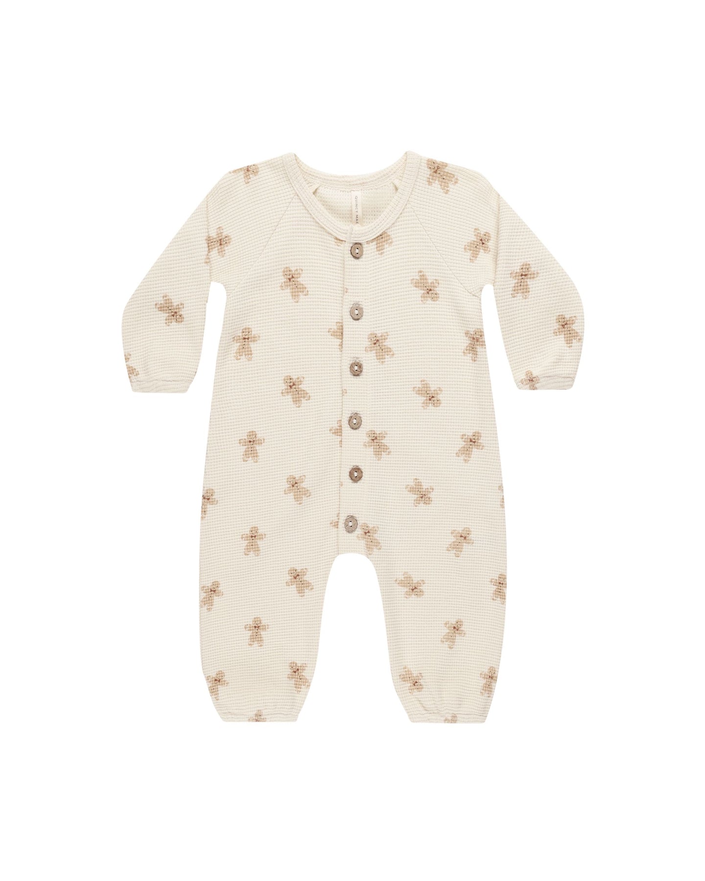 Quincy Mae - Organic Waffle Long Sleeve Jumpsuit - Gingerbread