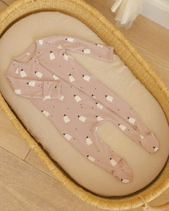 Bamboo Zip Footie - Pink Ghosts
