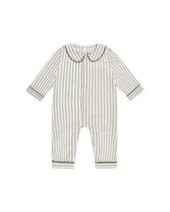 Rylee + Cru - Baby Pajama Romper - Forest Pinstripe