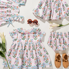 Load image into Gallery viewer, Pink Chicken - Baby Girls Ailee Dress Set - pink dewdrop block print