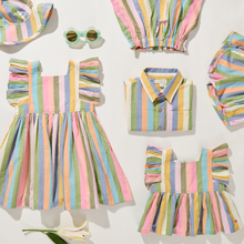 Load image into Gallery viewer, Pink Chicken - Baby Girls Sun Hat - parade stripe