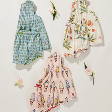 Load image into Gallery viewer, Pink Chicken - Baby Girls Jaipur 2-pc set - blue prairie block print