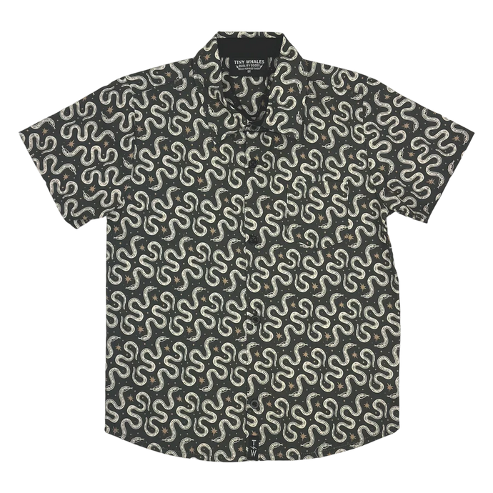 Tiny Whales - Adventure Society Button Up Shirt - Black/Multi