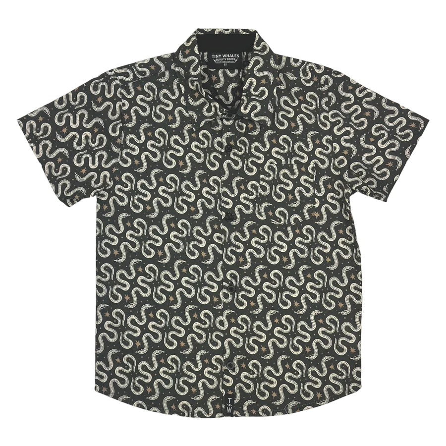 Tiny Whales - Adventure Society Button Up Shirt - Black/Multi