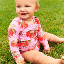 Load image into Gallery viewer, Pink Chicken - Baby Girls Rash Guard Set - Pink Wild Strawberries