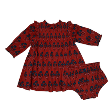 Load image into Gallery viewer, Pink Chicken - Baby Girls Jaipur Dress Set - Red Autumn Strawflower