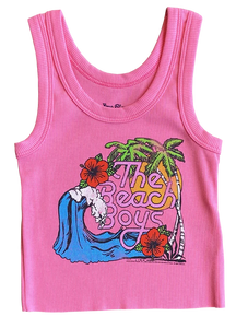 Rowdy Sprout - Beach Boys Not Quite Crop Tank- Electric Pink