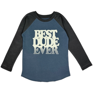 Tiny Whales - Best Dude Ever LS Raglan - Navy/Black