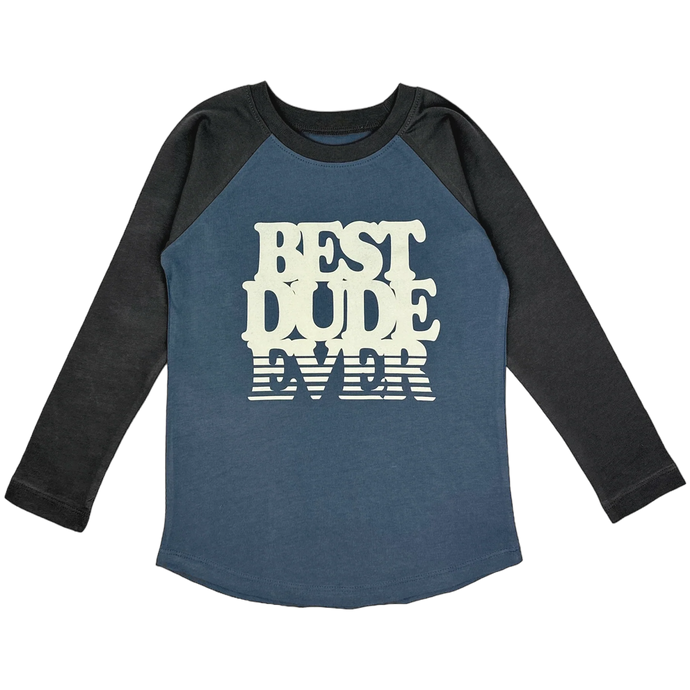 Tiny Whales - Best Dude Ever LS Raglan - Navy/Black