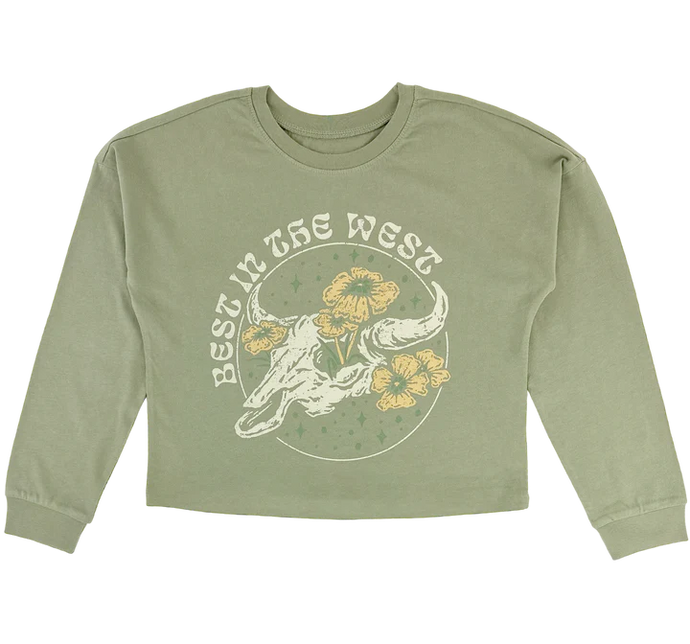 Tiny Whales - Best In The West L/S Tee - Sage