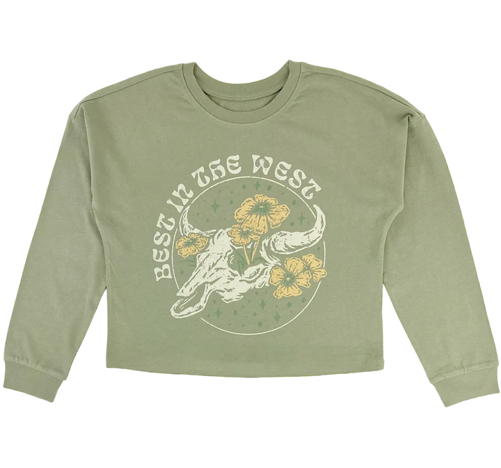 Tiny Whales - Best In The West L/S Tee - Sage