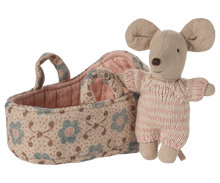 Load image into Gallery viewer, Maileg - Baby Mouse in Carrycot - Rose