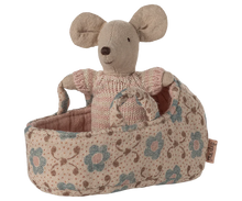 Load image into Gallery viewer, Maileg - Baby Mouse in Carrycot - Rose