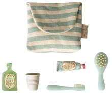 Load image into Gallery viewer, Maileg - Toothbrush Set in Bag, Mouse - Blue Stripe