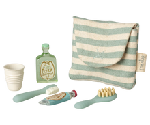 Load image into Gallery viewer, Maileg - Toothbrush Set in Bag, Mouse - Blue Stripe