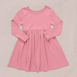 Pink Chicken - Sunny Long Sleeve Rib Dress - Dark Pink
