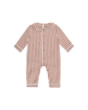 Load image into Gallery viewer, Rylee + Cru - Baby Pajama Romper - Brick Gingham