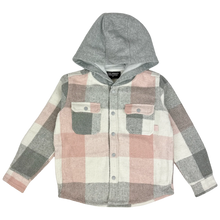 Load image into Gallery viewer, Tiny Whales - Coastline Hooded Flannel - Faded Pink/ Natural