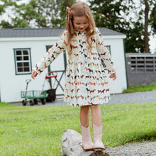 Load image into Gallery viewer, Pink Chicken - Girls Autumn Dress - Horse Breeds