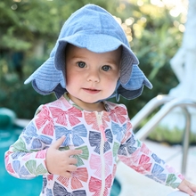 Load image into Gallery viewer, Pink Chicken - Baby Girls Scallop Sun Hat - chambray