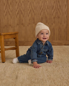 Rylee + Cru - Collared Baby Jumpsuit - Indigo Denim