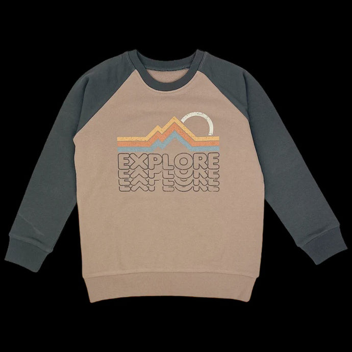 Tiny Whales - Exlpore French Terry Raglan Sweatshirt - Clay/Vintage Black