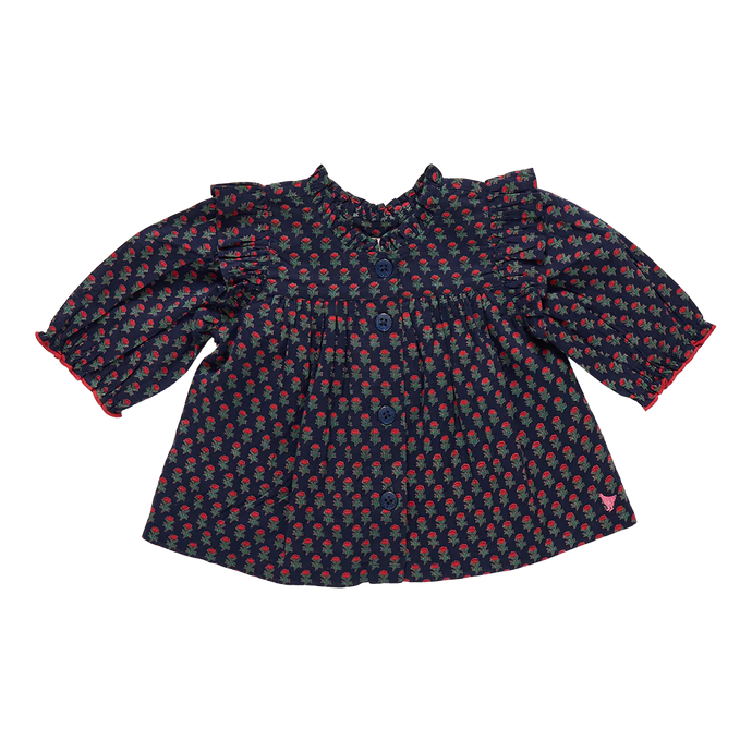 Pink Chicken - Girls Kalani Button Up Top - Navy Carnation