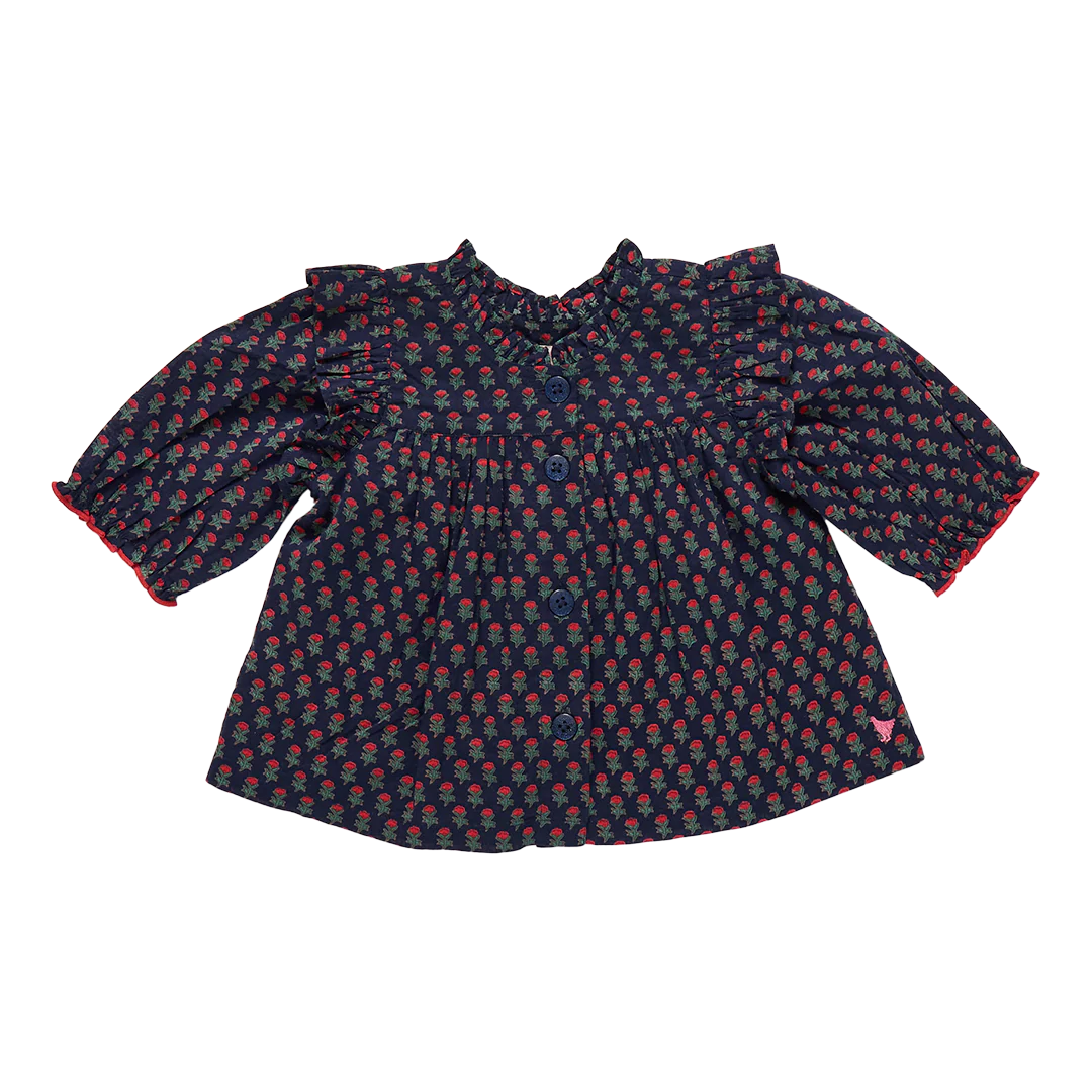 Pink Chicken - Girls Kalani Button Up Top - Navy Carnation