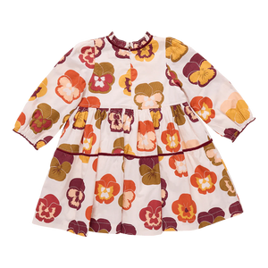 Pink Chicken - Girls Charlie Dress - Autumn Pansies