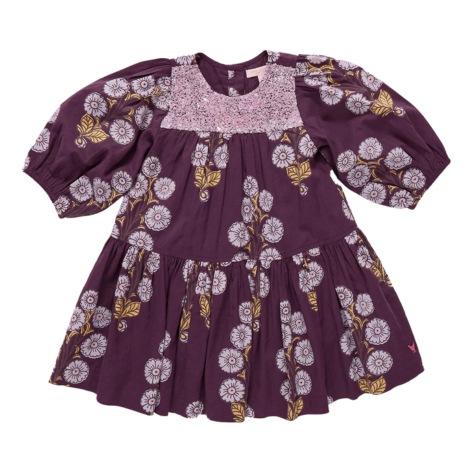 Pink Chicken - Girls Fiona Dress - Plum Buttercup Floral